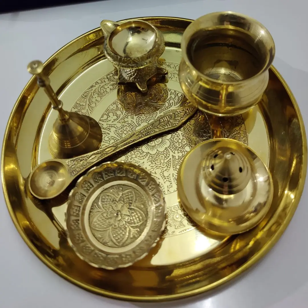 Buy Bulkysanta Pure Brass Pooja Thali Set Set Of Pooja Items