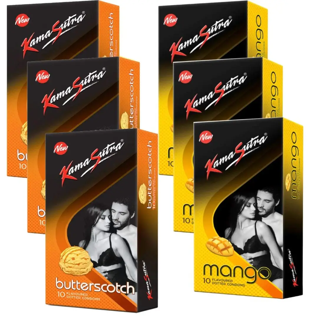 Buy A Kamasutra Lubricated Condoms Multi Colored Butterscotch Flavour