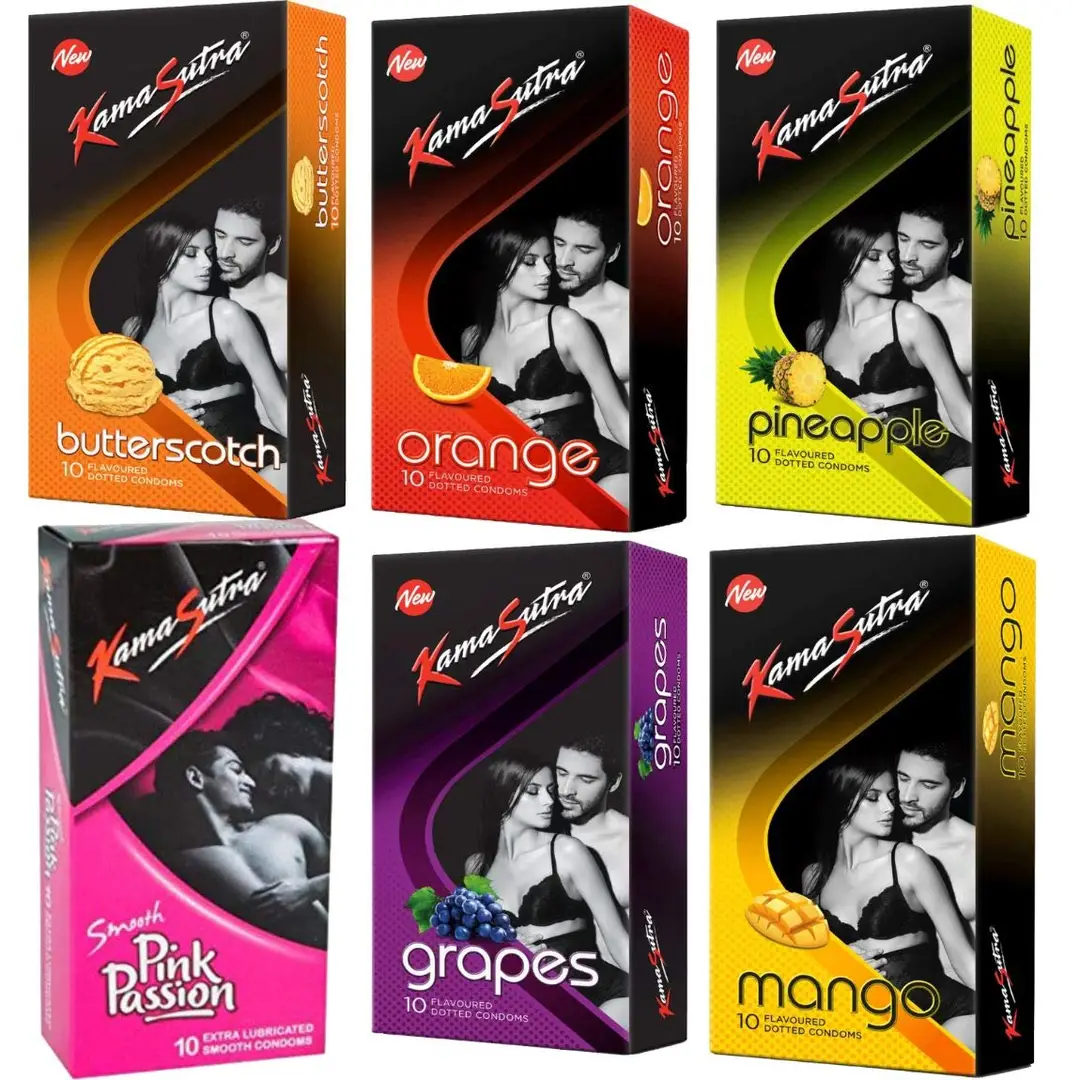 Buy A Kamasutra Lubricated Condoms Multi Colored Butterscotch Flavour