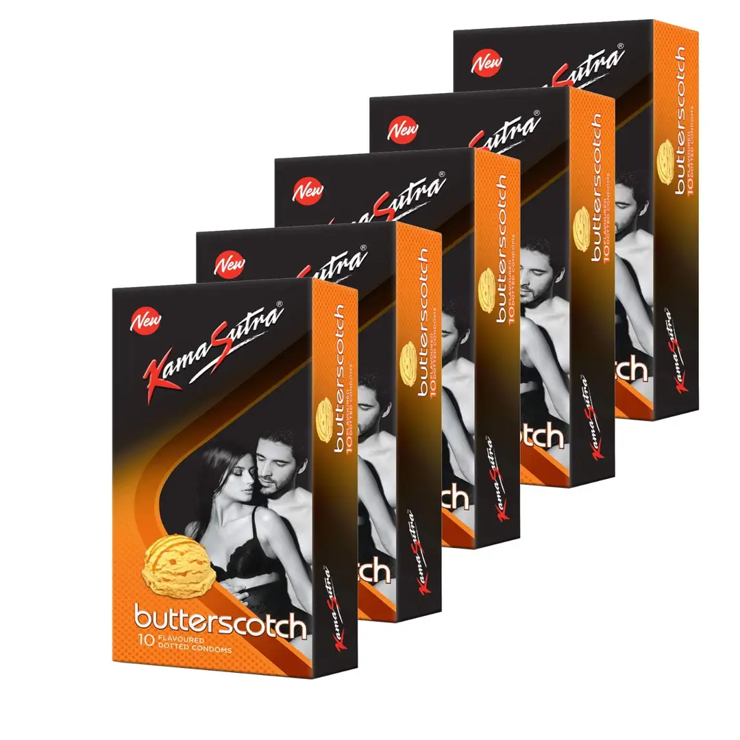 Buy A Kamasutra Lubricated Condoms Orange Colored Butterscotch