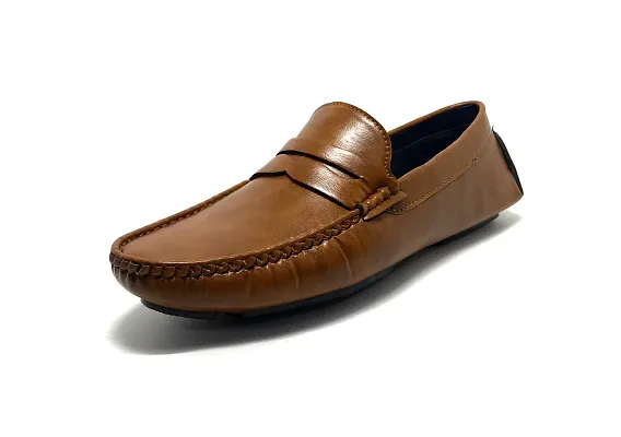 Elite Tan Synthetic Solid Loafers For Men