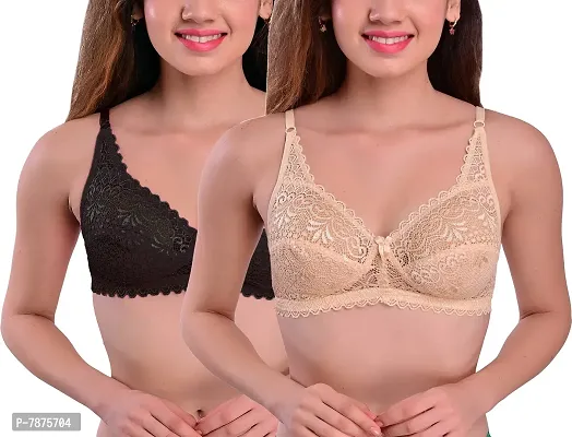 Buy StyFun Padded Bra Panty Set for Women Lace Cotton Non Wired Full  Coverage T-Shirt Shaper Push up Teenage Regular Use Comfortable, Cup- B,  Beige, Size- 30 at