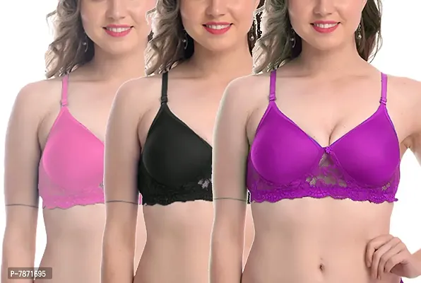 Pack Of 6 Cotton Bra With Lycra Straps For Women & Teenagers – Purple -  Teenager Bra
