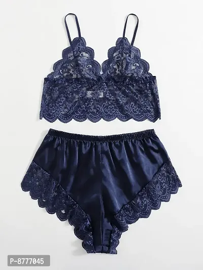 Buy Stylish Purple Satin Lace Bra And Panty Set For Women Online In India  At Discounted Prices