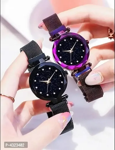 Beautiful and Stylish Magnetic Strap Analog for Women's (Pack of 2)-thumb0