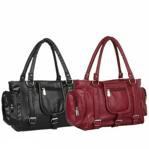 Stylish Combo Of PU Solid Handbags For Women