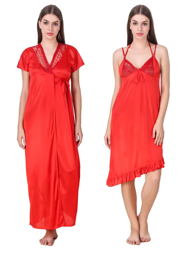 red satin night dress