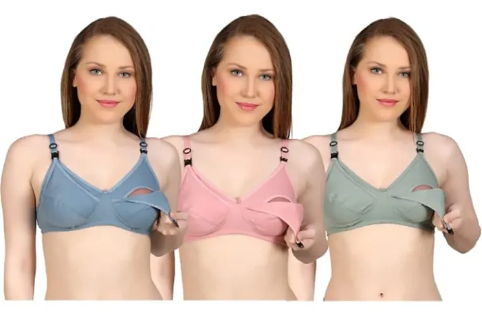 Buy Women's Lightly Padded Fabric: 90% Nylon + 10% Spandex Mother  Feeding/Nursing Bra, with Removable Pads Size S M L XL (S, Black) Online In  India At Discounted Prices