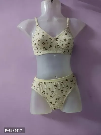 Buy Stylish White Hosiery Cotton Printed Bras with Panty Set For Women  Online In India At Discounted Prices