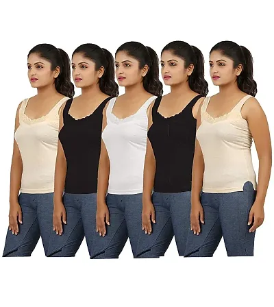 Women's Molded Cotton Camisole Girls Sweetheart Neck Slip with Adjustable  Strap/Ladies Stylish Casual Cami Tank