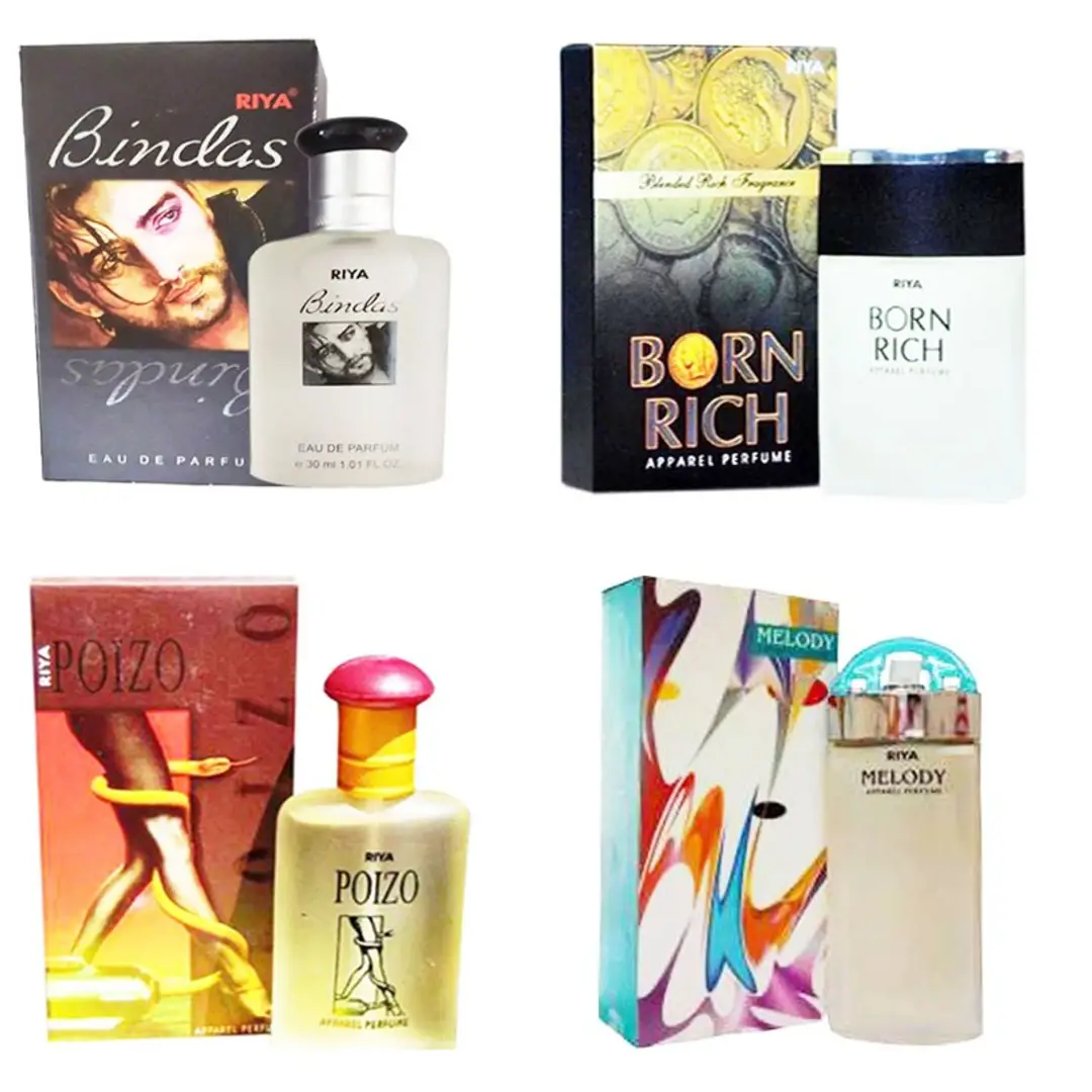 1 RIYA BINDAS PERFUME 30 ML 1 RIYA BORN RICH PERFUME 30 ML 1 RIYA POIZO PERFUME 30 ML 1 RIYA MELODY PERFUME 30 ML