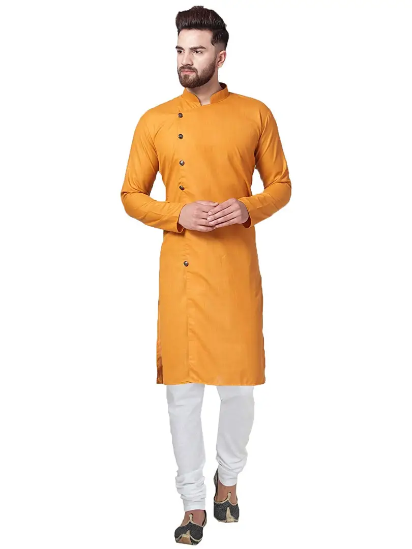 Details about   New Men'S 100 % Cotton Kurta Pyjama Mandarin Collar Indian Ethnic Wear