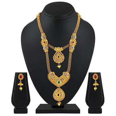 Traditional Jalebi Design Gold Plated Set Of 3 Matinee Necklace Set Combo