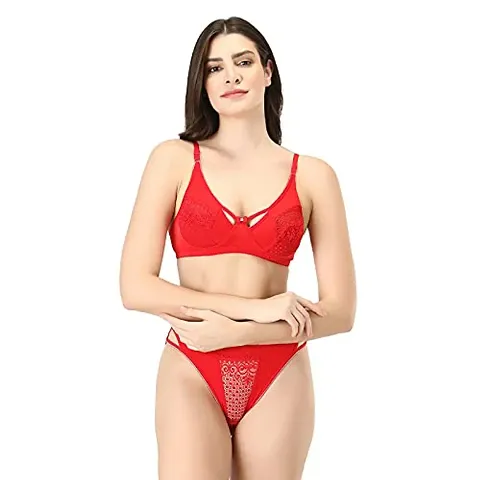 Buy Benivogue Women Girls Stylish Fancy Bridal Lingerie Set, Net Lace  Detailing Bra Panty Set For Women's, Cotton Blended Innerwear For Females  Red Online In India At Discounted Prices
