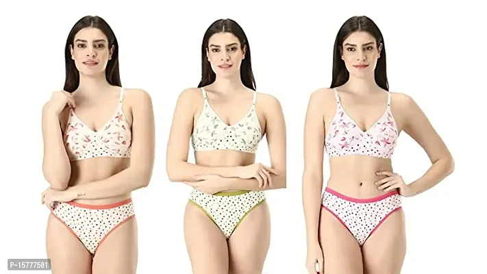 Buy Benivogue Cotton Panty Cotton Bras Set for Girl's , Floral Heart  Printed Women Lingerie Innerwear Set for Every Use, Pure Cotton Bra Penty  Set of 3 Online In India At Discounted Prices