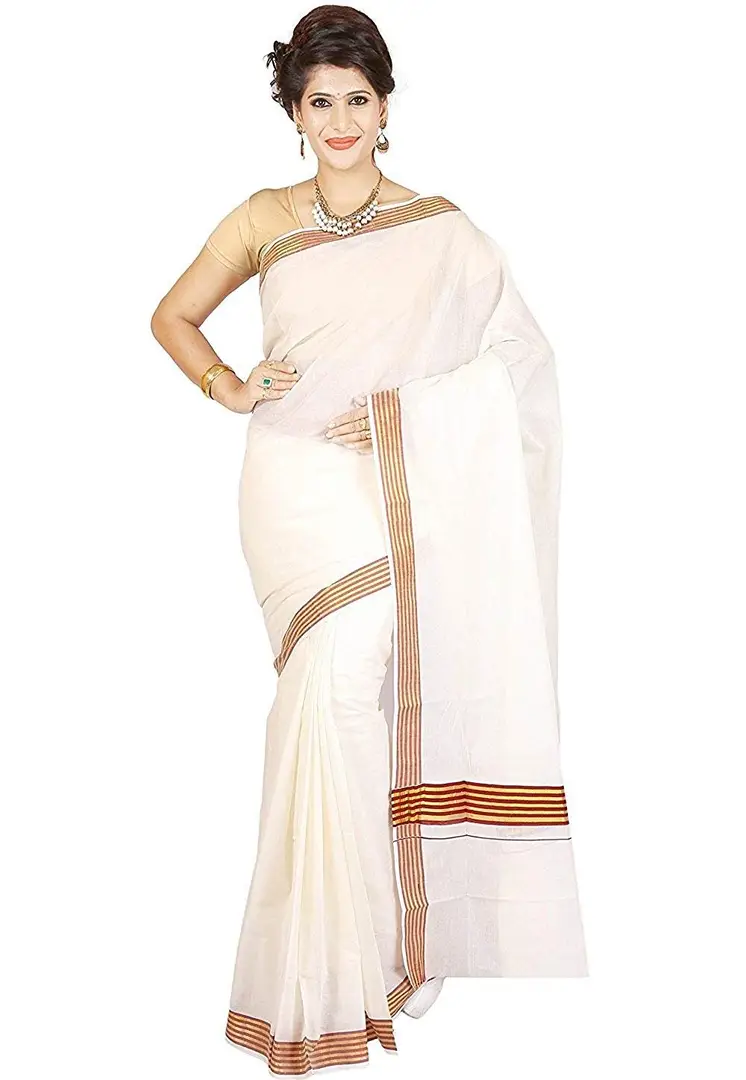 Buy R SELVAMANI TEX RST White Solid Kerala Kasavu Regular Saree , With  blouse Online at Low Prices in India - Paytmmall.com