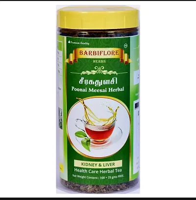 BARBIFLORE HERBS Poonai Meesai - Pack of 125g - Orthosiphon Stamineus | Java Tea Leaf | Cat Whiskers | Seeraga Thulasi (Dried)