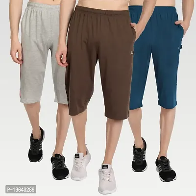 Buy Men's Cotton Blend Black & Blue Regular Capri Shorts Half Pants Combo  Pack of 3 (M) at Amazon.in