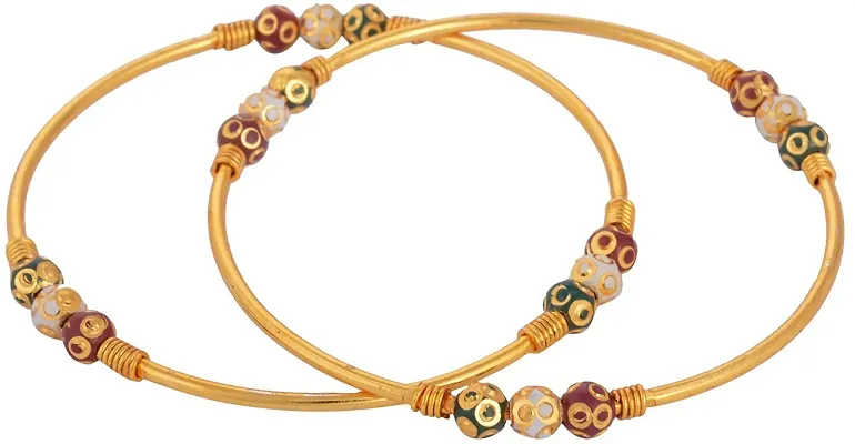Multicolour Gold Plated Bangles Set