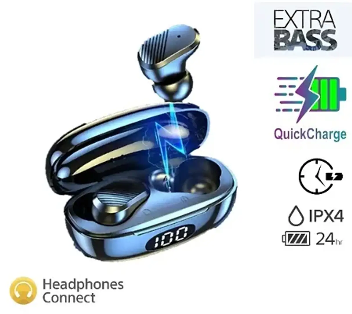 Boltune TWS BT 007 HEADPHONES BLUETOOTH EARBUDS Earphone with Mic Bluetooth earphone tws Bluetooth Headset Black