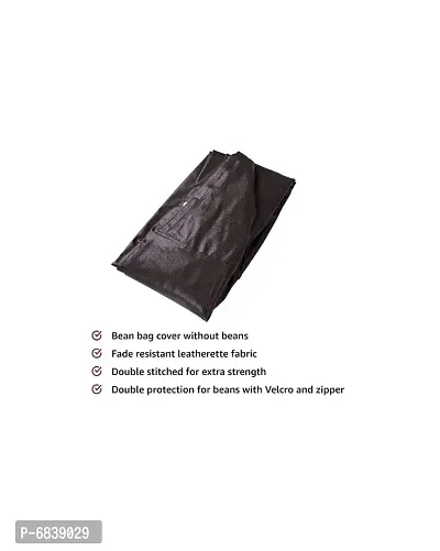 Leatherette Bean Bag Cover and Puffy Cover (Without Beans, Cover Only) Blue  Black-thumb2