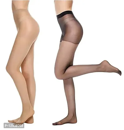 Nanoedge Stockings for Women Black & Skin Color Soft Comfortable Girls  Pantyhose Stockings Free Size (28 till 34) Pack of 2