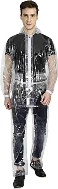 Mens PVC Top and Pyjama A Line Raincoat Transparent Free Size