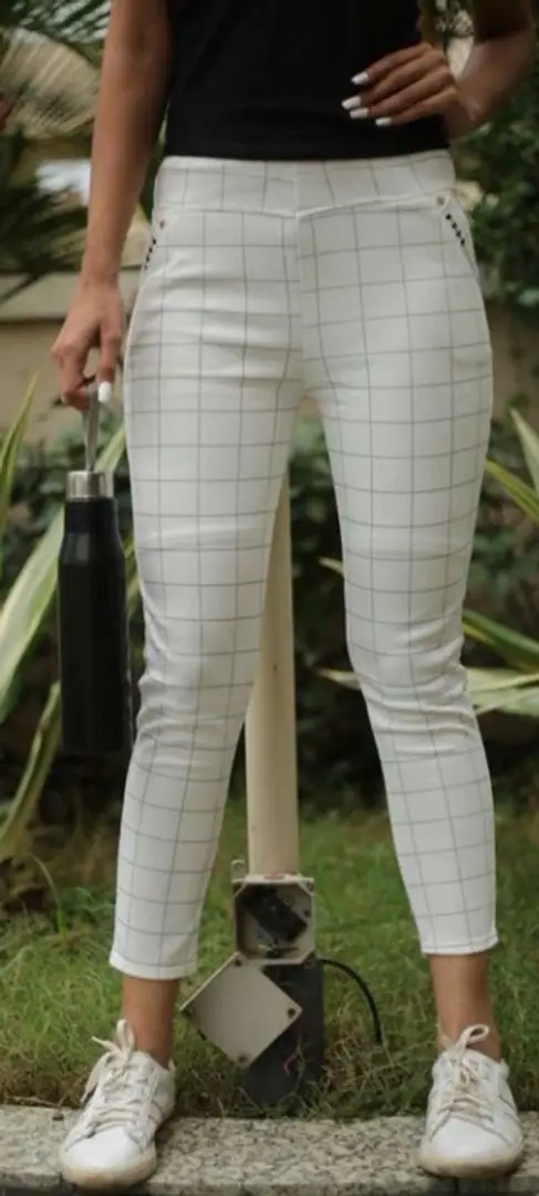 white checked trousers