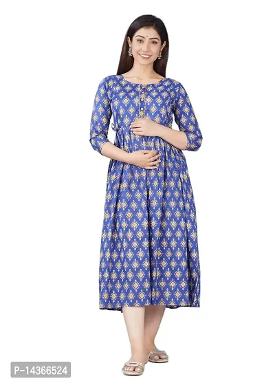 Blue Dori Cotton Maternity Gown –