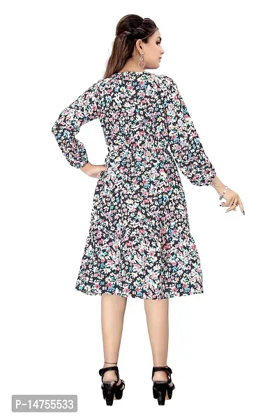 fcity.in - Women Rayon Floral Design Kneelength Fancy Unique Western Dress  For
