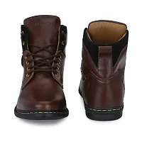 Stylish Leather Dark Brown Lace Ups High Ankle Length Mens Casual Boots-thumb3