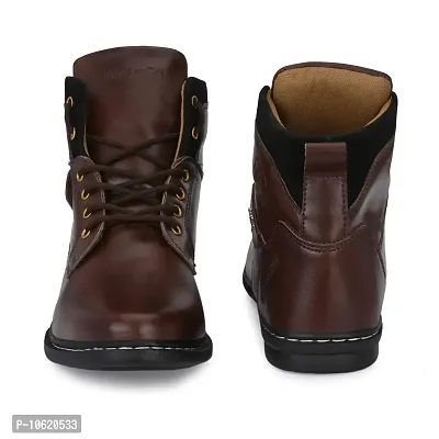 Stylish Leather Dark Brown Lace Ups High Ankle Length Mens Casual Boots-thumb4