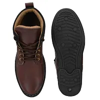 Stylish Leather Dark Brown Lace Ups High Ankle Length Mens Casual Boots-thumb4