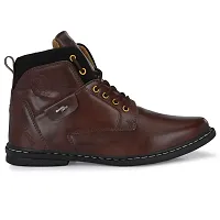Stylish Leather Dark Brown Lace Ups High Ankle Length Mens Casual Boots-thumb1