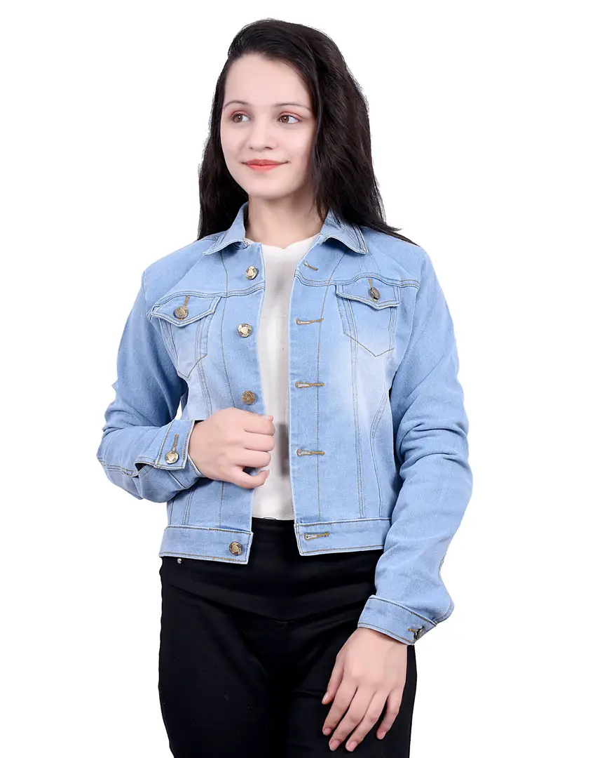 Chelsea & Violet Distressed Point Collar Long Puff Sleeve Cropped Denim  Jacket | Dillard's