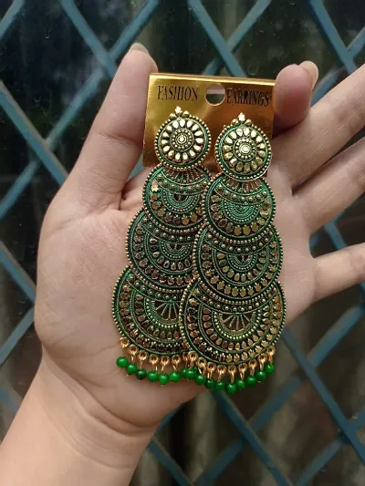 Beautiful Golden Green Coin Earrings