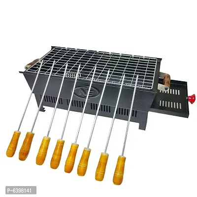 NE Grills Portable charcoal BBQ grill for roasting and grilling with 8 skewers and 1 stainless steel grill-thumb0