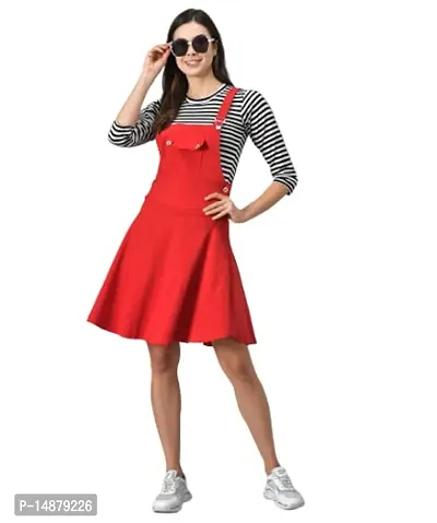 Buy absorbing Cotton Blend Striped Women Dungaree Dress with Top