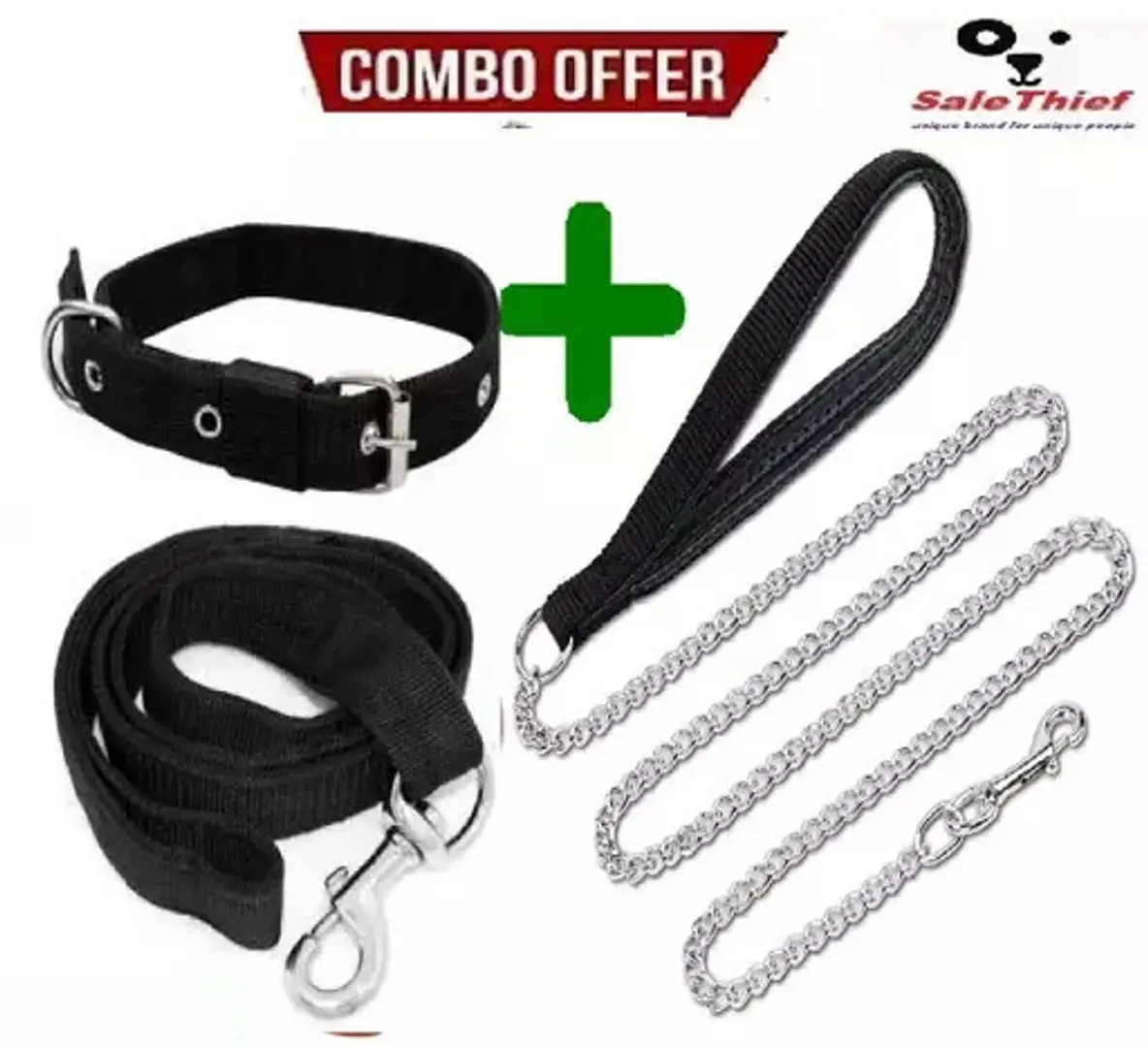 SaleThief Combo Dog Chain Leash Collar Belt Set Medium