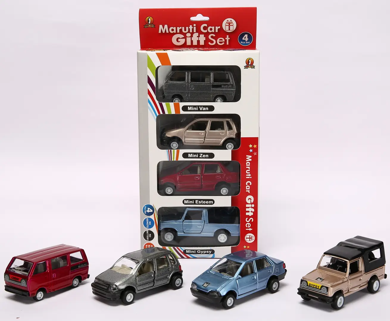 Classic Maruti Car Gift Set Pull Back 4 Piece Die Cast Car Play Set