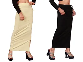 Women's Saree Shapewear/Petticoat. Drawstring Cotton Blended Shapewear dori Dress for Saree.Beige Black L-thumb3