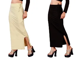 Women's Saree Shapewear/Petticoat. Drawstring Cotton Blended Shapewear dori Dress for Saree.Beige Black L-thumb2