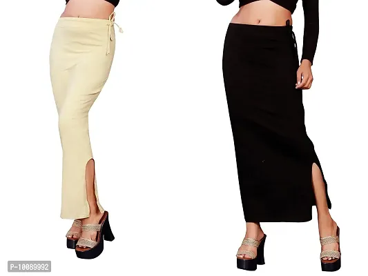 Women's Saree Shapewear/Petticoat. Drawstring Cotton Blended Shapewear dori Dress for Saree.Beige Black XXXL