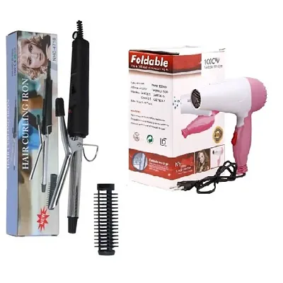 Nova NHC 471B Roller Hair Curling Iron Nova 1000w Hair Dryer Combo Pack