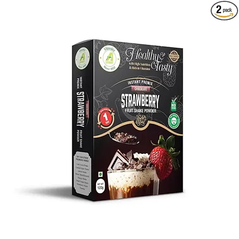Minnitz Natural Instant Healthy Chocolate Strawberry Milkshake Premix Powder (120G Each) In Pack Of 1