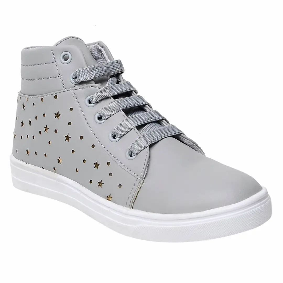 Stylish Mesh Grey Mid- Ankle Lace Up Sneakers For Men