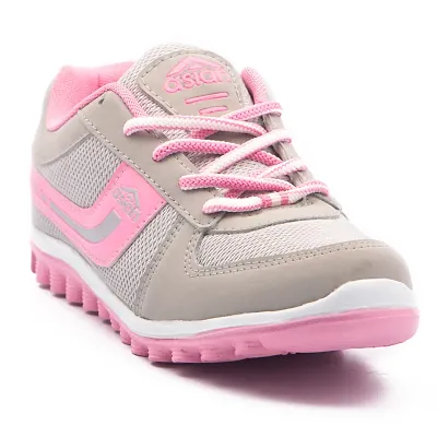 Cute Grey Pink Running Shoes For Women