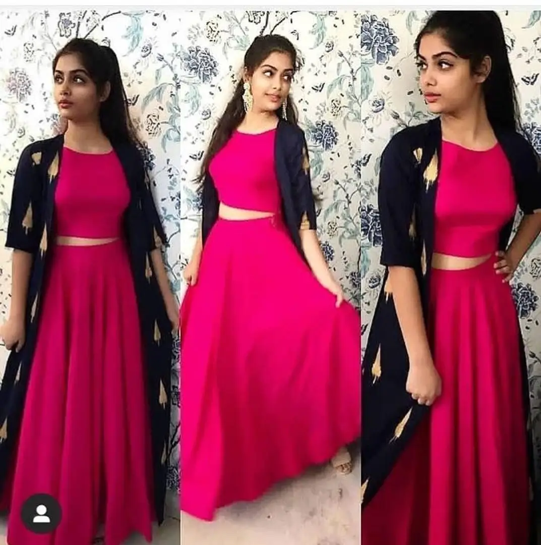 Latest Designer Pink Crop Top Style Choli and Long Lehenga with