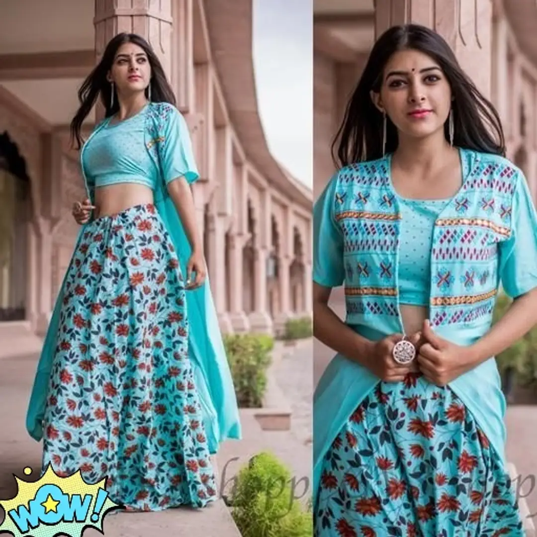 Designer Rayon Lehenga With Crop Top Style Choli And Shrug Easy to wear and improvise, the bridesmaid lehengas have a brimming appeal owing to the exquisite embroidery work and the eloquent designs featuring the best of artwork from designers. designer rayon lehenga with crop top