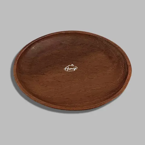Homifi Wooden Plano Handmade 12 (inch) Plate Dinner Plate/Thali Multipurpose for Serving Salads/Fruit/Pizza/Dry Fruits for Dining Table  Kitchenware